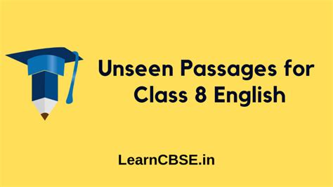 Unseen Passage For Class 8 Learn Cbse