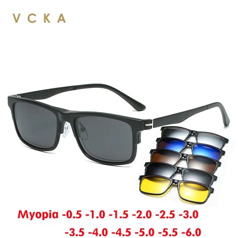 VCKA Magnetic Sunglasses Clip Optical Myopia Glasses Frame 6 In 1 Women