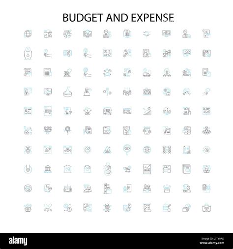 Budget And Expense Icons Signs Outline Symbols Concept Linear Illustration Line Collection