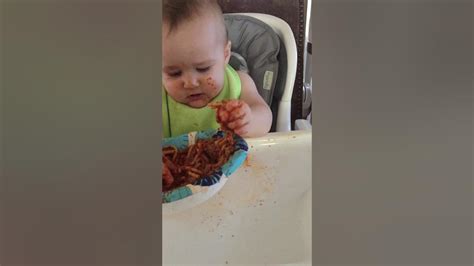 Babies First Spaghetti And Meatballs Youtube