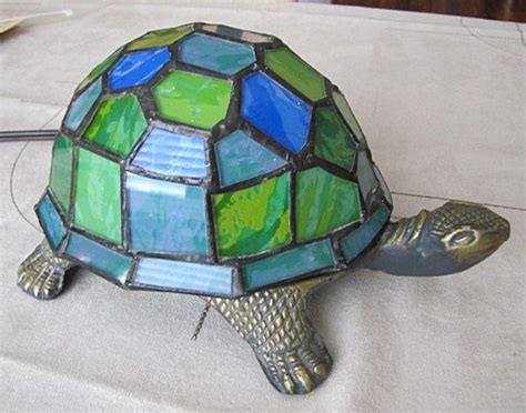 Stained Glass Turtle Lamp Handcrafted Tiffany Style