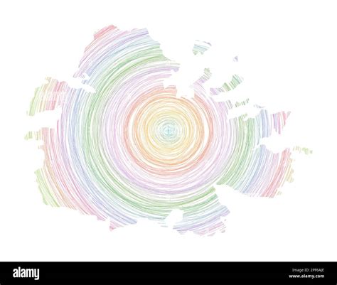 Antigua Map Filled With Concentric Circles Sketch Style Circles In