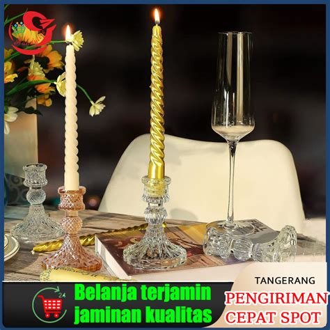 Jual Glass Ornament Candle Holder Tempat Lilin Kaca Crystal Model