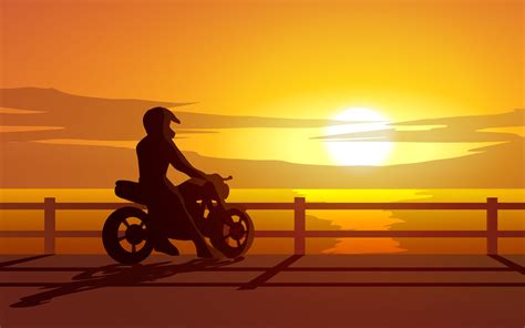 Ocean view sunset with biker in silhouette 7740233 Vector Art at Vecteezy