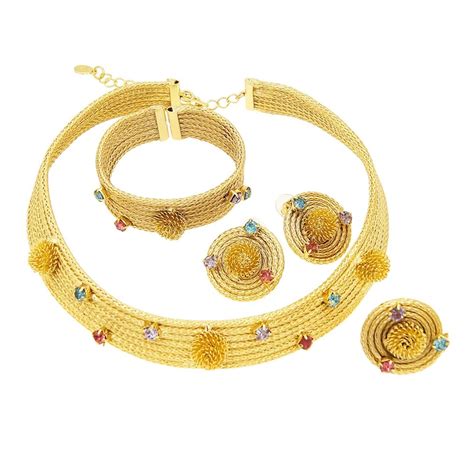 Syhol Conjunto De Joyas De Lujo Para Mujer Collar Chapado En Oro Con