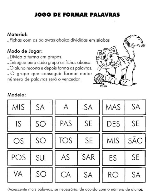 Atividades De Alfabetiza O Ortografia Jogo De Formar Palavras Uso