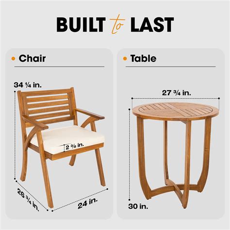 IDZO Heavy Duty 450lbs Capacity Premium Patio Bistro Set Certified FSC