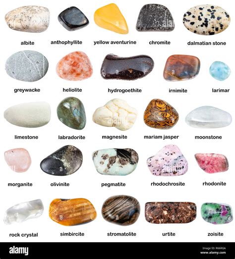 collection of natural mineral gem stones with name Stock Photo - Alamy