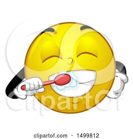 Smiley Emoticon Emoji Brushing His Teeth Posters, Art Prints by ...