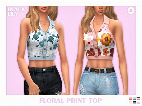 The Sims Resource Floral Print Top