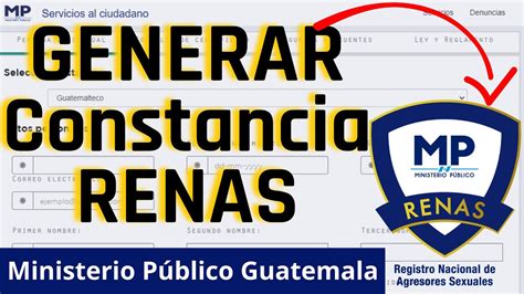 Cómo GENERAR mi Constancia de RENAS en el Portal WEB del Ministerio