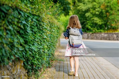 Gadis Prasekolah Kecil Dalam Perjalanan Ke Sekolah Anak Sehat Bahagia