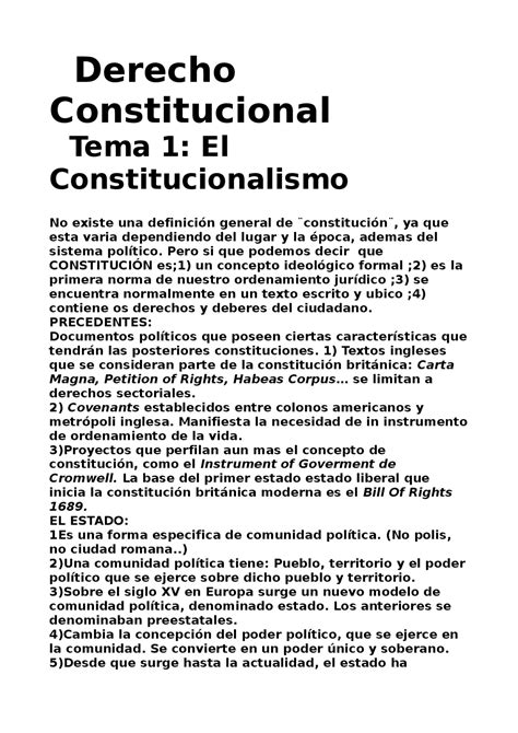 Apuntes De Derecho Constitucional Tema 1 Apuntes De Derecho Constitucional Docsity