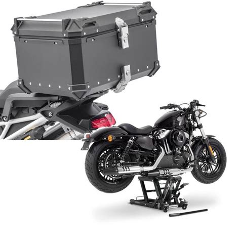 Set Top Case Alu Moto Xb Noir Litres Bagtecs Avec Moto Pont