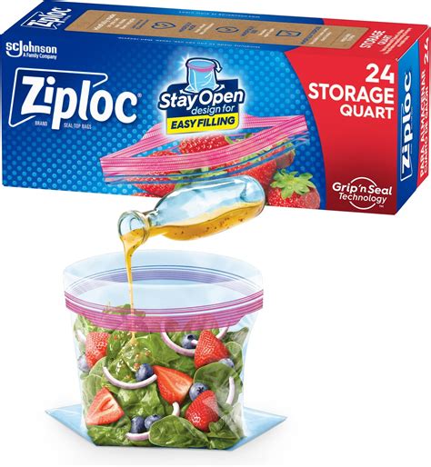 Amazon Ziploc Quart Food Storage Bags Stay Open Design With Stand