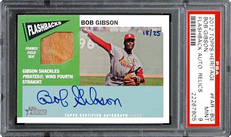 2012 Topps Heritage Flashback Autograph Relics Bob Gibson | PSA CardFacts®