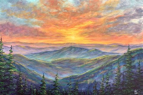 Clingmans Dome Sunset Original Painting By Sunscapes Art Joseph Cantin