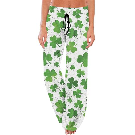 Ehtmsak St Patricks Pants Girls Lucky Grid With Pocket Plus Size Wide