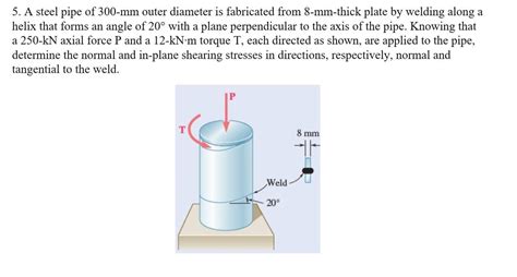 Solved 5 A Steel Pipe Of 300 Mm Outer Diameter Is