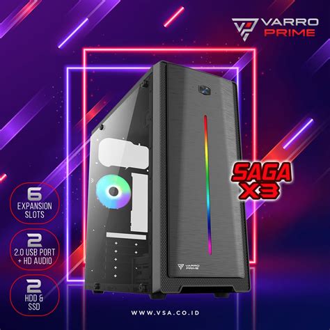 Jual CASING KOMPUTER GAMING PC CASE VURRION SAGA X3 TEMPERED GLASS NON