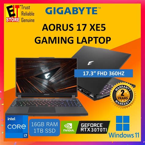 GIGABYTE AORUS 17 XE5 GAMING LAPTOP I7 12700H 16GB DDR5 1TB SSD 17 3