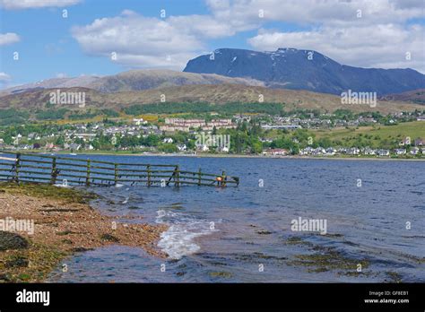 View Across Loch Linnhe To Fort William And The Towering Mass Of Ben