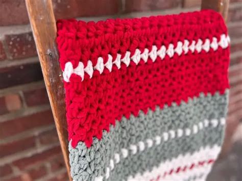 Christmas Lane Striped Blanket Free Christmas Crochet Blanket Pattern