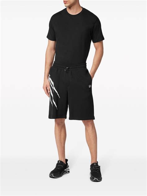 Plein Sport Scratch Elastic Waist Shorts Farfetch