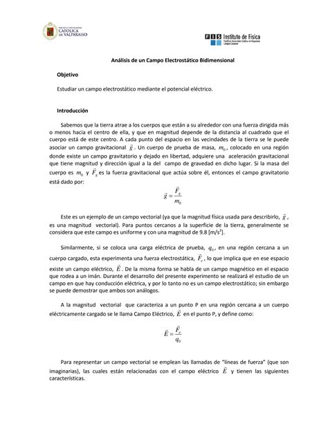 SOLUTION An Lisis De Un Campo Electrost Tico Bidimensional 1s 2024