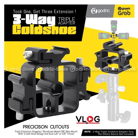 Jual TRIPLE Hot Shoe Mount Adapter Converter For Tripod Light Stand Mic LED Vlogging TikTok