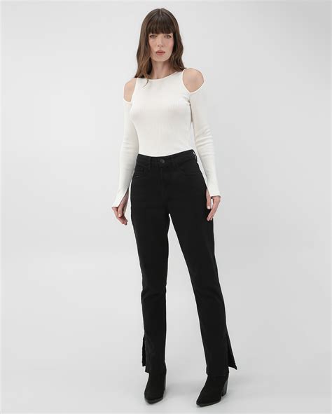 Riachuelo Calça black jeans feminina slim flare cintura alta AK by