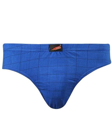 Buy Solo Royal Blue Checkered Cotton Modern Brief Xs Online At Best