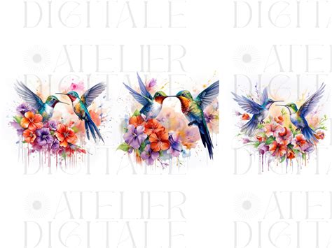 Hummingbird Watercolor Clipart Colibri Colibry Kolibri Pajaro Hachidori