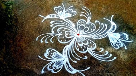 Panguni Madham Ugadi Special New Butter Fly Flower Dots Kolam Muggulu