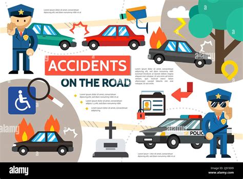 Flat Road Accident Infographic Template Stock Vector Image And Art Alamy