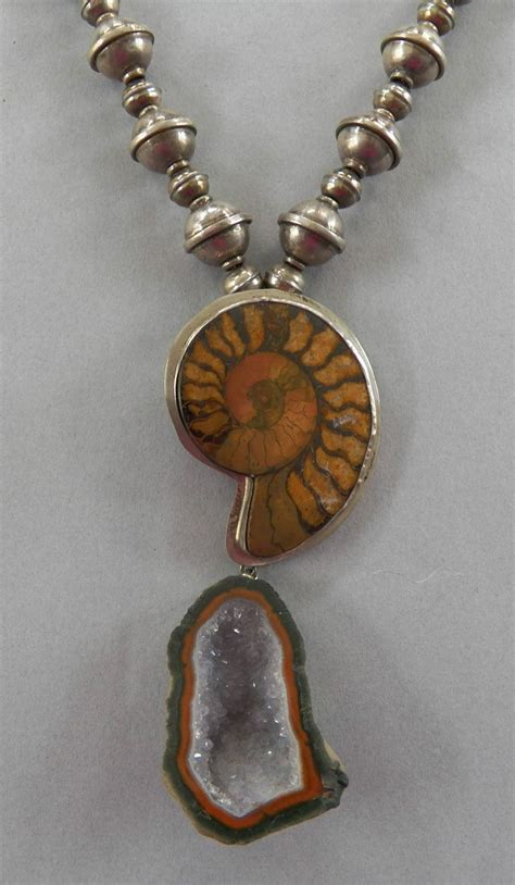 Echo Of The Dreamer Ammonite And Geode Necklace Fossil Jewelry