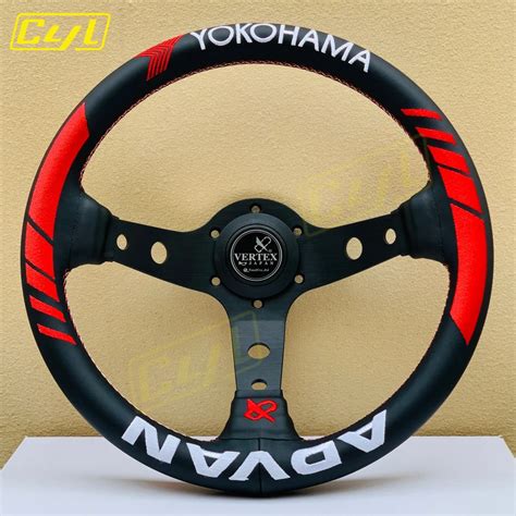 Vertex X Advan Yohohama Polegadas Couro Volante Prato Profundo