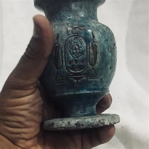 Ancient Egyptian Antiques Egyptian Vase With Egyptian Scarab Beetle