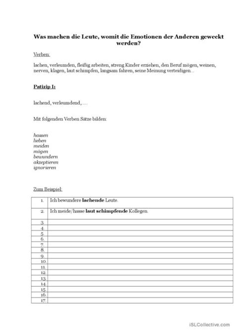 Partizip Deutsch Daf Arbeitsbl Tter Pdf Doc