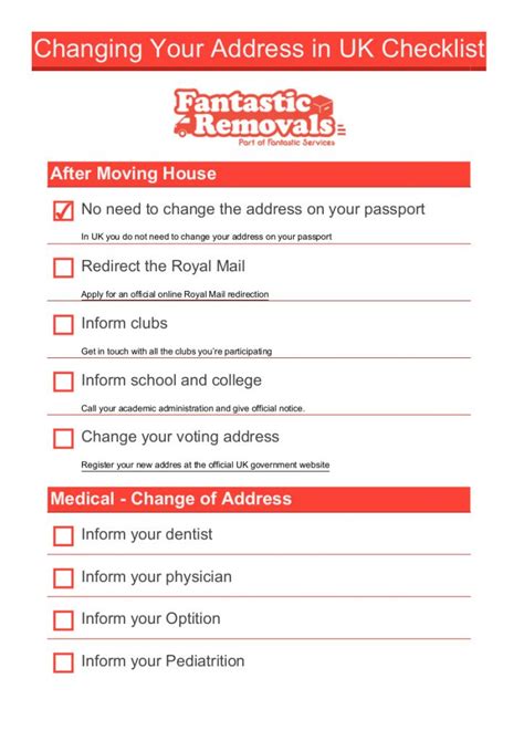 Change Of Address Checklist Who To Inform When Moving