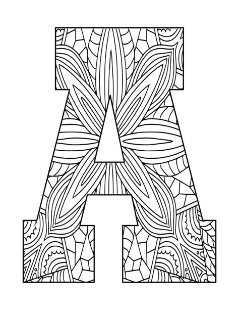 Mandala Alphabet Letters Coloring Pages Etsy Canada