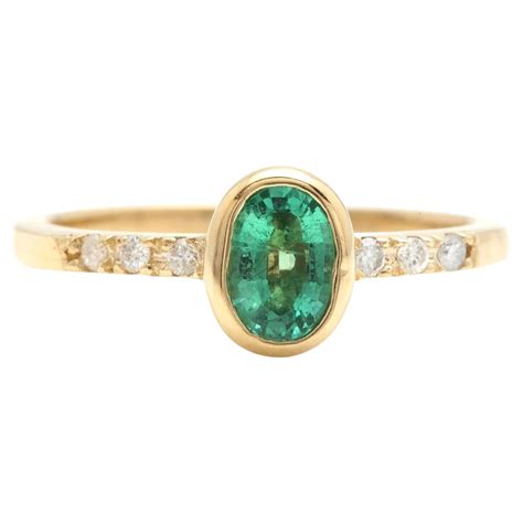 Cute Natural Emerald 14k Solid Yellow Gold Ring For Sale At 1stdibs