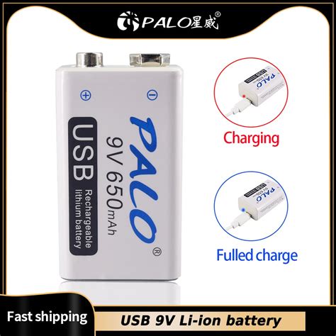 Bateria de lítio recarregável 6f22 9v do li íon de palo 650mah 9v para