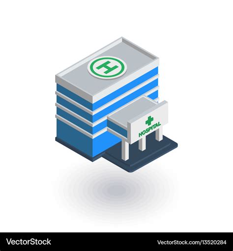 Hospital Building Isometric Flat Icon 3d Vector Image