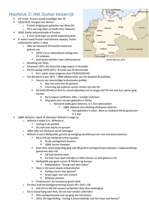 Samenvatting Duitsland Hoofstuk Het Duitse Keizerrijk E Eeuw