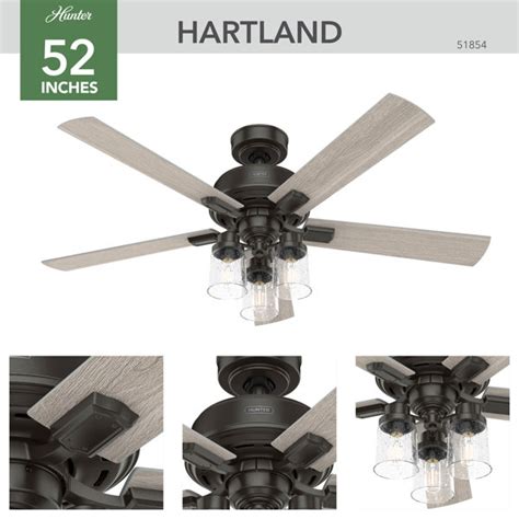 Hunter Fan 52 Hartland 5 Blade Ceiling Fan With Led Light Kit And