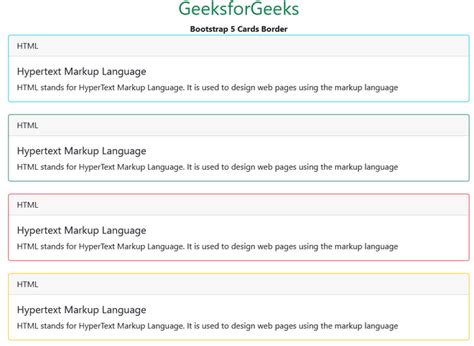 Bootstrap Cards Border Geeksforgeeks