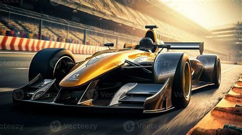 Futuristic modern Race car on the race track in stadium. Generative AI 27078676 Stock Photo at ...