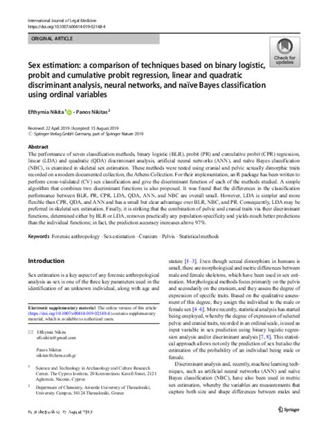 Pdf A Generalised Neural Network Model To Estimate Sex From Cranial Metric Traits A Robust