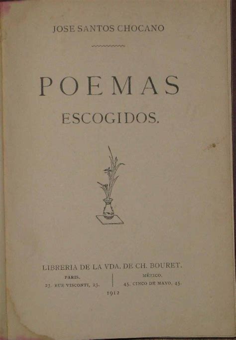 Poemas Escogidos De Santos Chocano Jose Excelente Encuadernaci N De